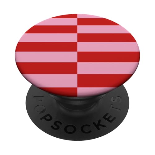 Rosa und Rot gestreifte mädchenhafte Streifen adrette geometrische Linien PopSockets Klebender PopGrip Rosa und Rot gestreifte mädchenhafte Streifen adrette geometrische Linien PopSockets Klebender PopGrip von Preppy & Pretty