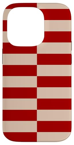 Rot und Beige gestreift, mädchenhafte Streifen, adrette geometrische Linien Hülle für iPhone 14 Pro von Preppy & Pretty