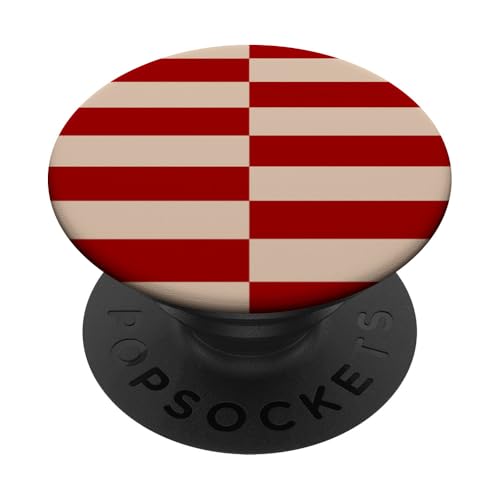 Rot und Beige gestreift, mädchenhafte Streifen, adrette geometrische Linien PopSockets Klebender PopGrip Rot und Beige gestreift, mädchenhafte Streifen, adrette geometrische Linien PopSockets Klebender PopGrip von Preppy & Pretty