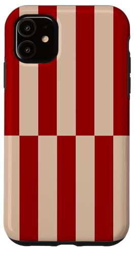 Rot und Beige gestreift, mädchenhafte Streifen, geometrische Linien, adrett Hülle für iPhone 11 von Preppy & Pretty