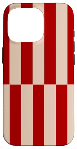 Rot und Beige gestreift, mädchenhafte Streifen, geometrische Linien, adrett Hülle für iPhone 16 Pro von Preppy & Pretty