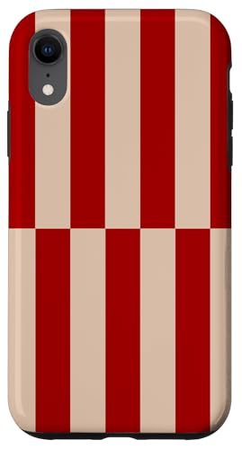 Rot und Beige gestreift, mädchenhafte Streifen, geometrische Linien, adrett Hülle für iPhone XR von Preppy & Pretty