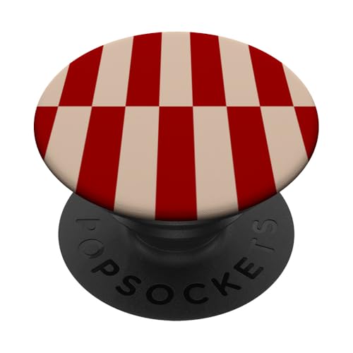Rot und Beige gestreift, mädchenhafte Streifen, geometrische Linien, adrett PopSockets Klebender PopGrip Rot und Beige gestreift, mädchenhafte Streifen, geometrische Linien, adrett PopSockets Klebender PopGrip von Preppy & Pretty