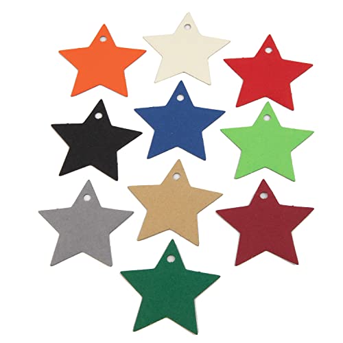 PresentFill extra stark Premium Geschenkanhänger Sterne verschiedenen Farben - 210g/m² Kraftpapier auf E-Welle Karton als Etiketten, Preisschilder, Hängeetiketten, Preisanhänger (100 Stück, Rubin Rot) von Present Fill