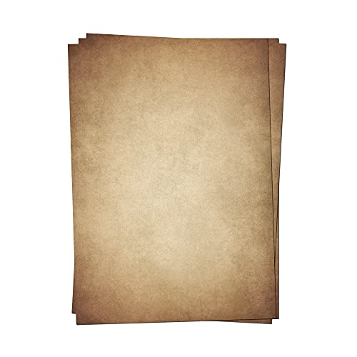 PRESENTOU Briefpapier beidseitig bedruckt 120 Gramm Papier | Motivpapier Urkundenpapier Urkunde Speisekarte Liebesbrief (Vintage Dunkel, 50 Bögen) von Presentou