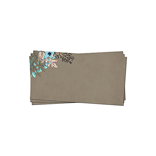 PRESENTOU Briefpapier beidseitig bedruckt 120 Gramm Papier | Motivpapier Urkundenpapier Urkunde Speisekarte Liebesbrief (Blumen & Braun, 50 Umschläge) von Presentou