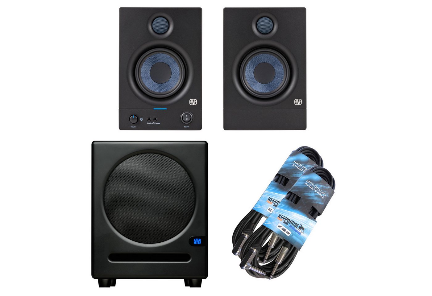 Presonus Eris 4.5BT 2nd Gen mit Eris Sub 8 BT Lautsprecher (Bluetooth, 50 W, mit Klinkenkabel) von Presonus