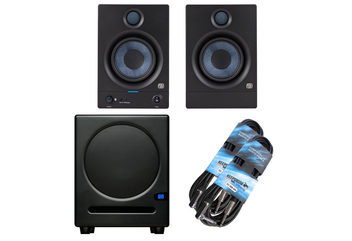 Presonus Eris 5BT 2nd Gen mit Eris Sub 8 BT Subwoofer Lautsprecher (Bluetooth, 100 W, mit Klinkenkabel) von Presonus