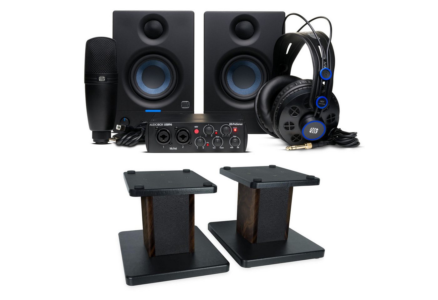 Presonus Presonus Recording-Set Audiobox 96k Bundle mit Boxenständern WN Digitales Aufnahmegerät (Recording-Set) von Presonus