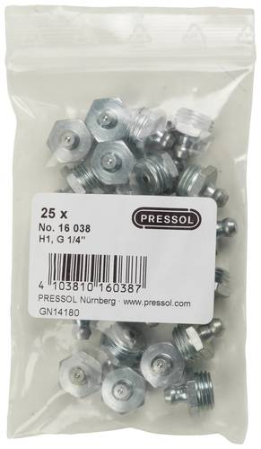 Pressol Kegelschmiernippel H1-gerade, G 1/4''-VZ 25St. von Pressol