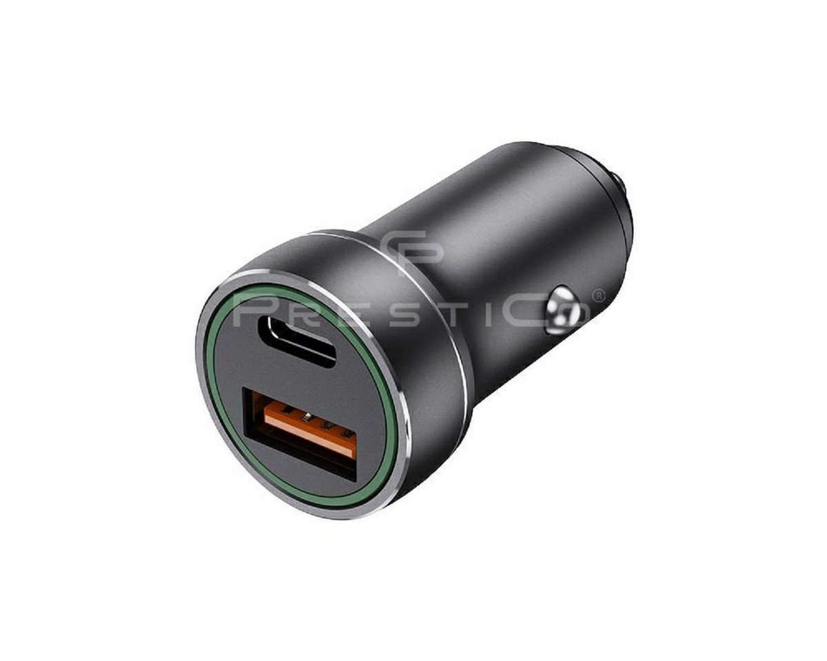 PrestiCo Auto Ladegerät USB-C 20W USB Typ C 3.0 Schnellladeadapter KFZ KFZ-Adapter USB 3.0 Typ A, USB-C zu USB 3.0 Typ A, USB-C, 0 cm, hohe Ladeleistung 3,1A an beiden Anschlüssen gleichzeitig von PrestiCo