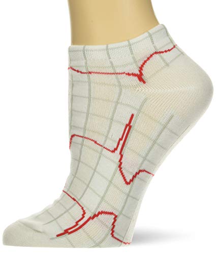 NCD Medical/Prestige Medical 377 Nurse's Fashion Socks, weiß, Herzschlag EKG von Prestige Medical