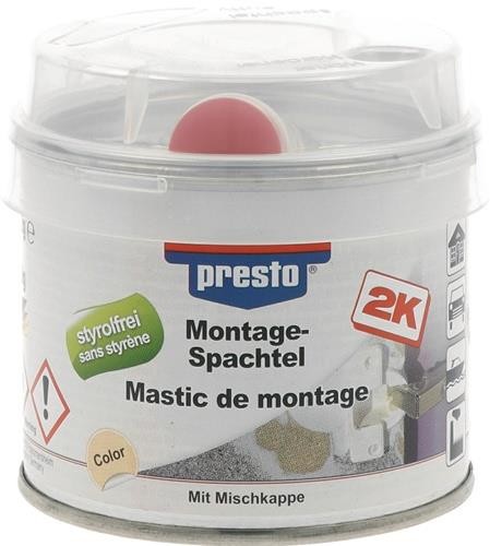 6 Stk. Presto 2K-Montagespachtel hell-ocker,Härter rot 250g Dose 443541 von Presto