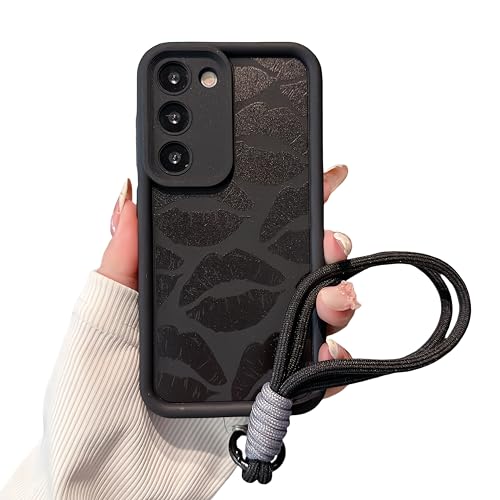 Ästhetische Lippendruck-Handyhülle kompatibel mit Samsung Galaxy S24 Ultra, mit verstellbarer Anti-Drop-Handschlaufe, stoßfester Rundumschutz, erhöhte Kamera und Kantenschutz für ultimativen von Pretaco
