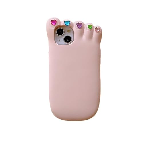 Pretaco Schutzhülle für iPhone 13, 3D, weiches Silikon, lustige und alberne seltsame Jade-Fuß-Handyhüllen, hässliche Handyhülle, austauschbare Herausforderung, Geschenke mit Freunden, Rosa von Pretaco