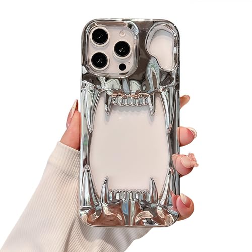 Pretaco Schutzhülle für iPhone 16 Plus, Gothic-Design, 3D-Horror-Teufel-Muster, luxuriöse Verchromung, Wärmeableitung, thermisches Design, stoßfester Stoßfänger für Halloween, Silber Pretaco Schutzhülle für iPhone 16 Plus, Gothic-Design, 3D-Horror-Teufel-Muster, luxuriöse Verchromung, Wärmeableitung, thermisches Design, stoßfester Stoßfänger für Halloween, Silber von Pretaco