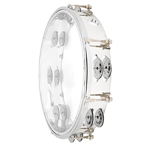Einstellbare Doppelreihe 10in Tamburin mit Metalljingles, Einstellbarer Handheld -Percussion -Trommel für Party, Leistung, Karaoke (Transparent) von Pretfy