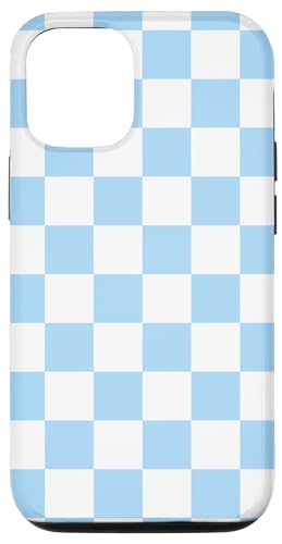 Hülle für iPhone 12/12 Pro Case Checkered Baby Blue Cool Checkerboard Ästhetisches Geschenk von Pretty Case Cute Art Phone Protection