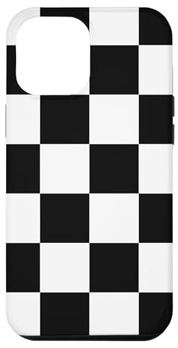 Hülle für iPhone 12 Pro Max Etui kariert schwarz weiß cool Schachbrett ästhetisches Geschenk von Pretty Case Cute Art Phone Protection