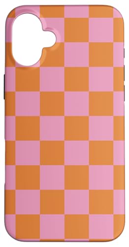 Hülle für iPhone 16 Plus Etui kariert rosa orange cool Schachbrett ästhetisches Geschenk Hülle für iPhone 16 Plus Etui kariert rosa orange cool Schachbrett ästhetisches Geschenk von Pretty Case Cute Art Phone Protection