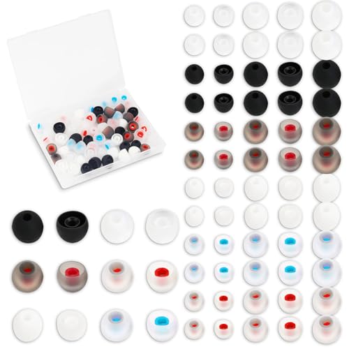 72 Stück Ersatz Silikon Ohrstöpsel,Silikon Ear Buds Set,Weiß Ohrhörer Ersatzstöpsel,Aufsatz In-Ear Gummi Ohrpolster,rutschfeste Ersatzpolster Ohrpolster,mit den meisten Kopfhörer,6 Farben von Pretwad