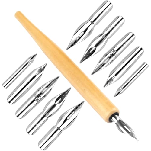 G-Pen Tintenfeder Edelstahl Zeichen-Comic-Stiftfeder,11-teiliges Comic-Stiftfeder-Set,Dip-Pen-Federhalter mit Comic-Stiftfeder, Kalligraphie-Zeichenstifthalter aus Holz mit Edelstahl-Stiftfeder G-Pen Tintenfeder Edelstahl Zeichen-Comic-Stiftfeder,11-teiliges Comic-Stiftfeder-Set,Dip-Pen-Federhalter mit Comic-Stiftfeder, Kalligraphie-Zeichenstifthalter aus Holz mit Edelstahl-Stiftfeder von Pretwad