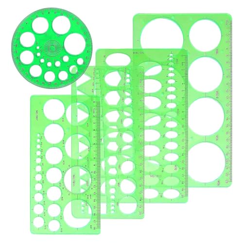 Kreisschablone, 5-teilig, Kunststoff-Messschablonen für Kreise und Ovale, Kreisführungsschablone, Geometrie-Lineale, Vorlagen für geometrische Zeichnungen für Büro,Schulgebäude Kreisschablone, 5-teilig, Kunststoff-Messschablonen für Kreise und Ovale, Kreisführungsschablone, Geometrie-Lineale, Vorlagen für geometrische Zeichnungen für Büro,Schulgebäude von Pretwad