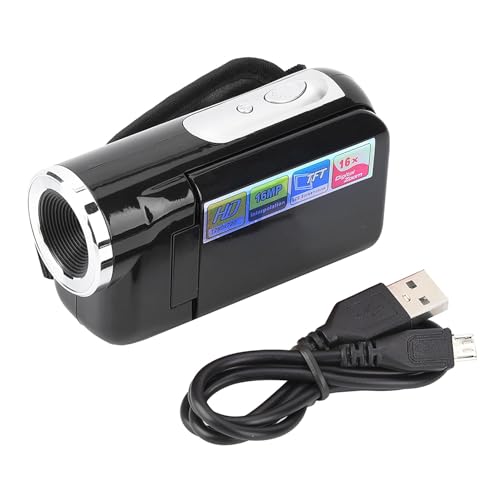 Kinder Kinder 16X HD Digital Videokamera Camcorder mit TFT LCD Bildschirm Spielzeug Kinderkamera Digitalkamera Tragbare Kamera Spielzeug Geburtstag Jungen Mädchen (Schwarz) von Prevessel