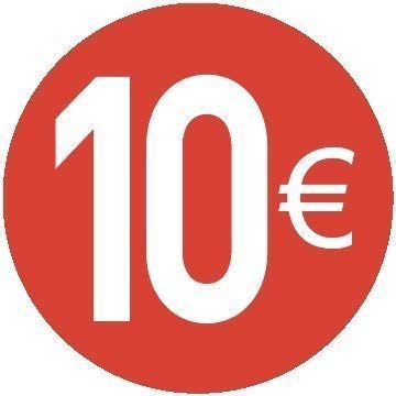 10 € Euro - Packung zu 200 Stück - 30mm Rot - Price Stickers von Price stickers