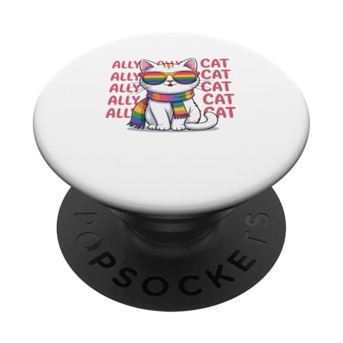 LGBTQ Pride T-Shirt – Ally Cat Regenbogenflagge PopSockets Klebender PopGrip LGBTQ Pride T-Shirt – Ally Cat Regenbogenflagge PopSockets Klebender PopGrip von Pride Month Shirt LGBTQ Love Is Always The Answer