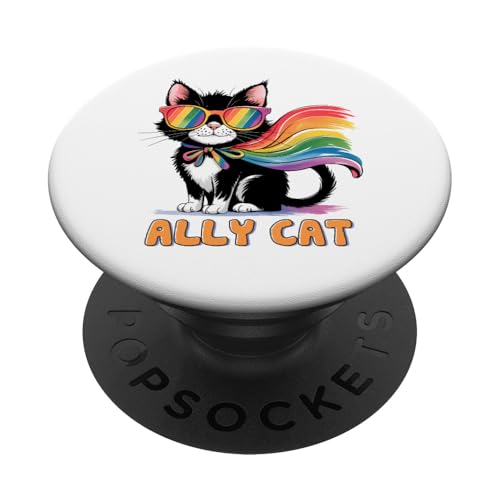 LGBTQ Pride T-Shirt – Ally Cat Regenbogenflagge PopSockets Klebender PopGrip LGBTQ Pride T-Shirt – Ally Cat Regenbogenflagge PopSockets Klebender PopGrip von Pride Month Shirt LGBTQ Love Is Always The Answer