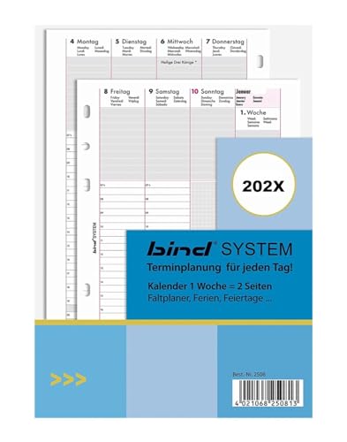 bind Kalender 2025 DIN A5 Kalenderreinlage Terminplaner Tageskalender 1 Woche / 2Seiten B250825 von Pride and Soul