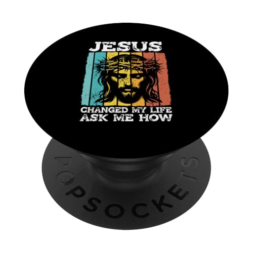 Jesus hat mein Leben verändert Frag mich, wie Retro-Christlich Religiös PopSockets Klebender PopGrip Jesus hat mein Leben verändert Frag mich, wie Retro-Christlich Religiös PopSockets Klebender PopGrip von Priests Worship Prayer Pastors Bible Reader Nuns