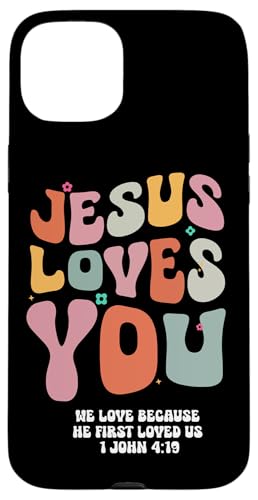 Jesus liebt dich, wir lieben, weil er uns zuerst geliebt hat (Johannes 4:19) Hülle für iPhone 15 Plus von Priests Worship Prayer Pastors Bible Reader Nuns