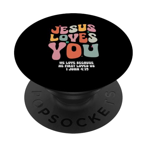 Jesus liebt dich, wir lieben, weil er uns zuerst geliebt hat (Johannes 4:19) PopSockets Klebender PopGrip von Priests Worship Prayer Pastors Bible Reader Nuns