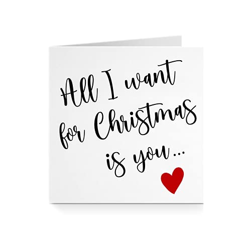 Grehge Christmas Is You Cursive Calligraphy Red Heart Cute Love Xmas Greeting Card For Him Her Boyfriend Girlfriend Husband Wife Partner Fiancée Fiancé A512 von PrimePrints