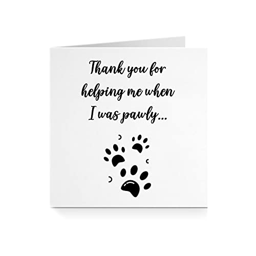 Grußkarte mit Aufschrift "Thank You For Looking After Me When I Was Pawly", mit Tiermotiv, für Hund, Freund, Cousin, Bruder, Schwester, Mama, Papa, Hundesitzer, Tierarzt, Nachbarn von PrimePrints