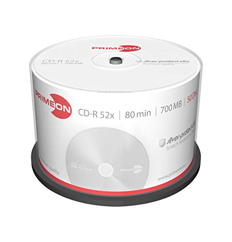 PRIMEON CD-R 80Min/700MB/52x Cakebox (50 Disc), silver-protect-disc Surface von Primeon
