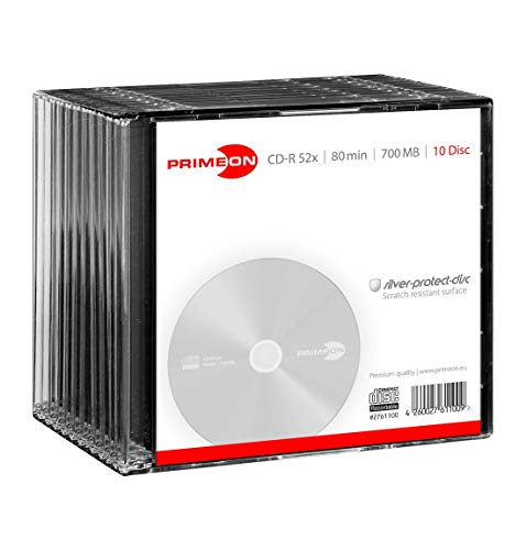 PRIMEON CD-R 80Min/700MB/52x Slimcase (10 Disc), silver-protect-disc Surface von Primeon