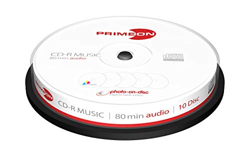 PRIMEON CD-R 80Min/AUDIO Cakebox (10 Disc), photo-on-disc Surface, Inkjet Fullsize Printable von Primeon