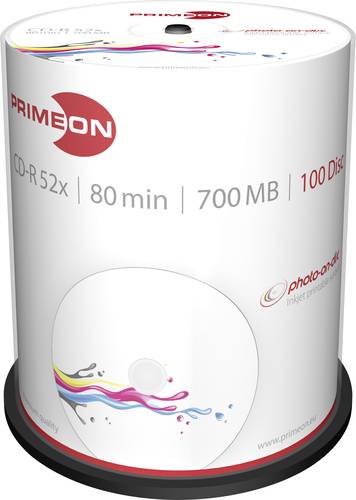 Primeon 2761106 CD-R 80 Rohling 700 MB 100 St. Spindel Bedruckbar von Primeon