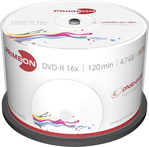 Primeon 2761206 DVD-R Rohling 4.7GB 50 St. Spindel Bedruckbar von Primeon
