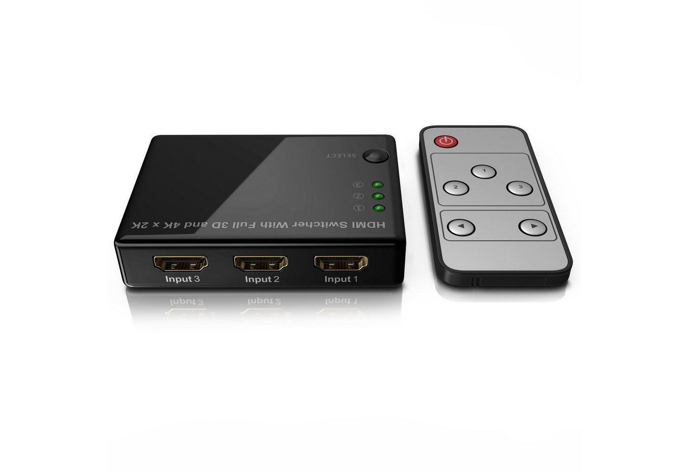 Primewire Audio / Video Matrix-Switch, 3-Port UHD HDMI Switch / Verteiler inkl. Fernbedienung, 4K, 3D, CEC von Primewire