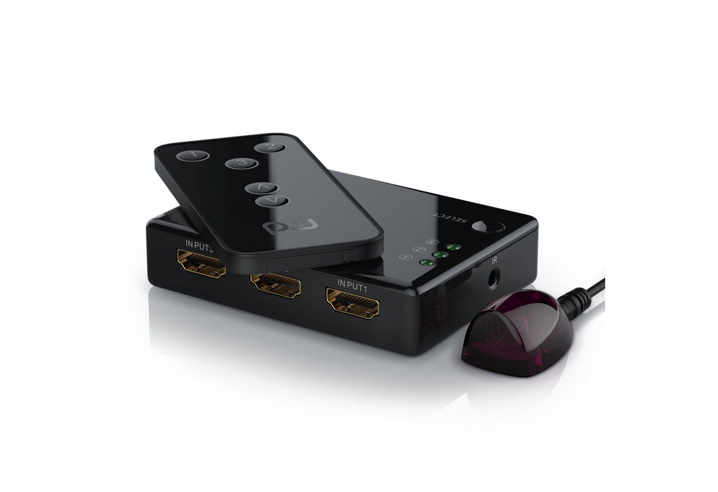 Primewire Audio / Video Matrix-Switch, 3-Port UHD HDMI Switch / Verteiler mit Fernbedienung, 4K, 3D, CEC, ARC von Primewire