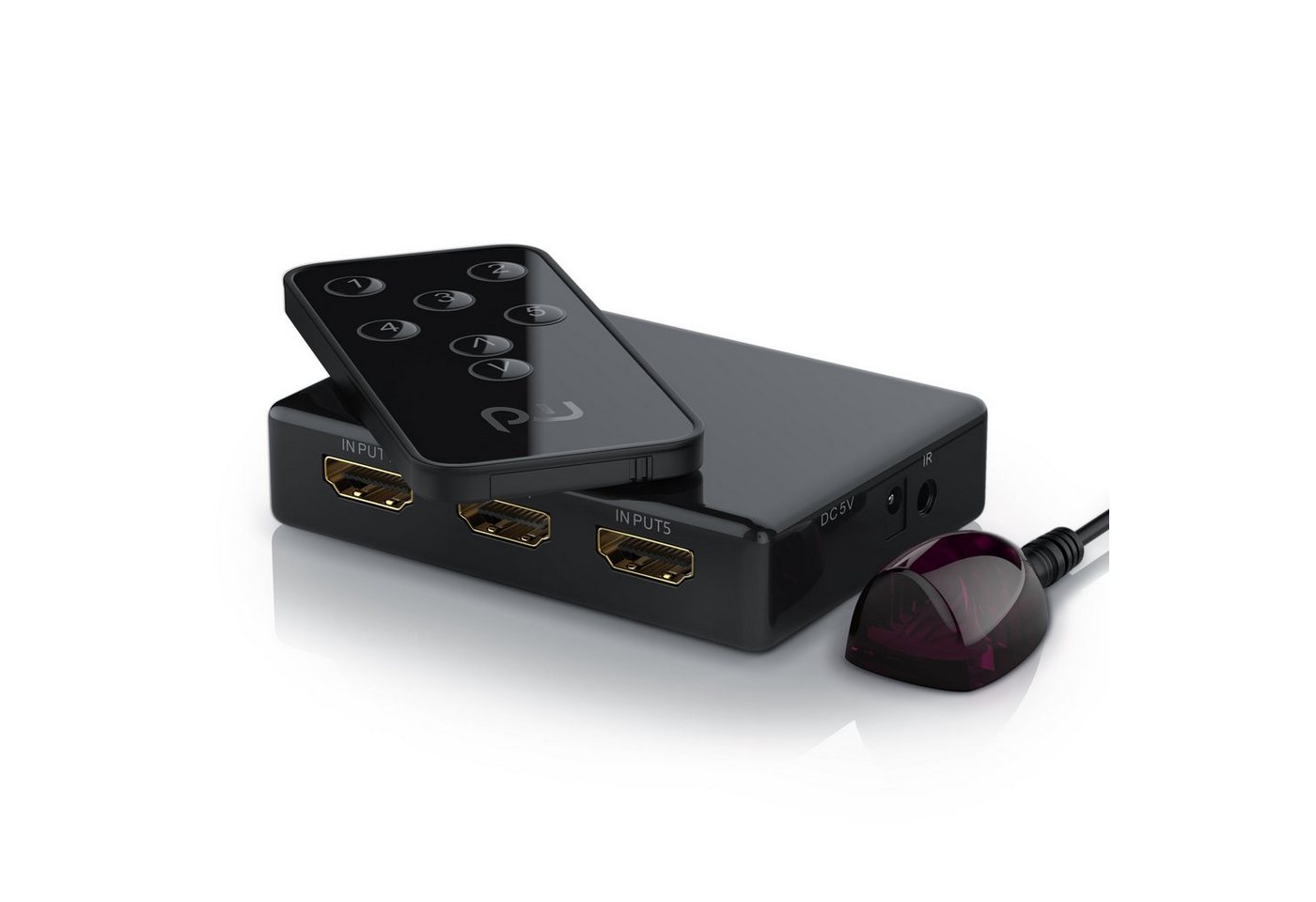 Primewire Audio / Video Matrix-Switch, 5-Port UHD HDMI Switch / Verteiler mit Fernbedienung, 4K, 3D, CEC, ARC von Primewire
