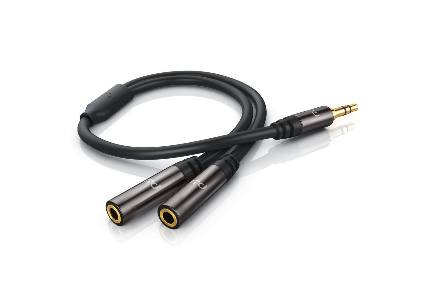 Primewire Audio-Adapter 3,5-mm-Klinke zu 2x 3,5-mm-Buchse, 15 cm, Premium Stereo Audio AUX Stecker auf 2x Buchse Y-Adapter von Primewire