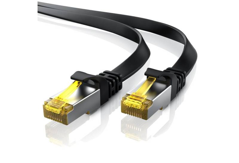 Primewire LAN-Kabel, CAT.7, RJ-45 (Ethernet) (25 cm), CAT 7 Flachband Gigabit Netzwerkkabel 10 Gbit/s Patchkabel flach 0,25m von Primewire