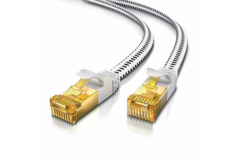 Primewire LAN-Kabel, CAT.7, RJ-45 (Ethernet) (500 cm), Patchkabel flach CAT 7, Baumwollmantel, Flachband Netzwerkkabel - 5m von Primewire