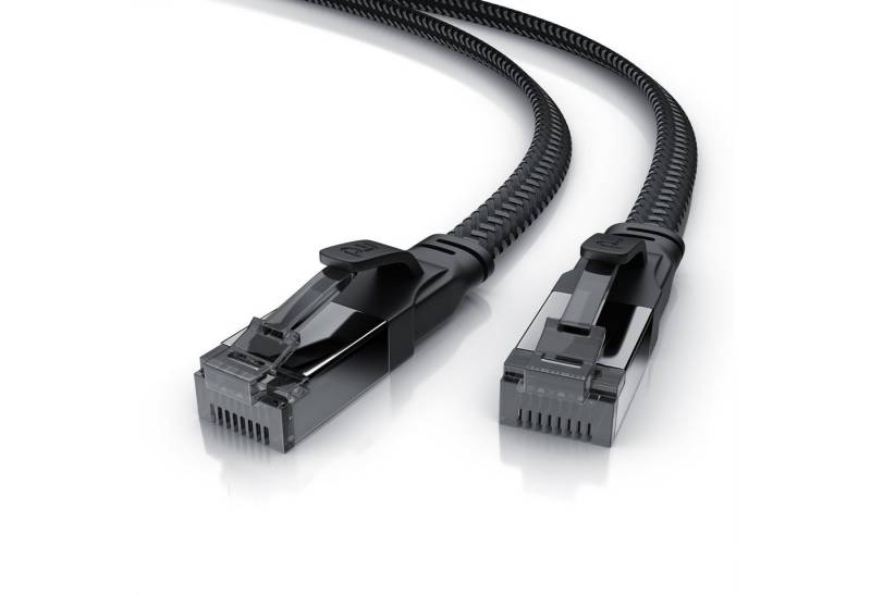 Primewire LAN-Kabel, CAT.8, RJ-45 (Ethernet) (25 cm), CAT 8.1 Netzwerkkabel Flach 40 Gbits Baumwollmantel Patchkabel - 0,25m von Primewire