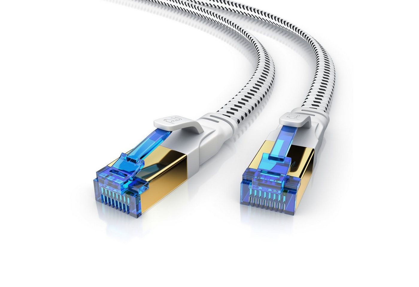 Primewire LAN-Kabel, CAT.8, RJ-45 (Ethernet) (500 cm), Patchkabel flach CAT 8, Baumwollmantel, Flachband Netzwerkkabel - 5m von Primewire